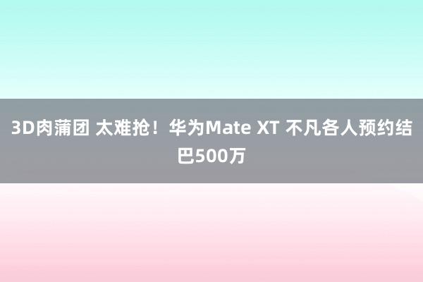 3D肉蒲团 太难抢！华为Mate XT 不凡各人预约结巴500万