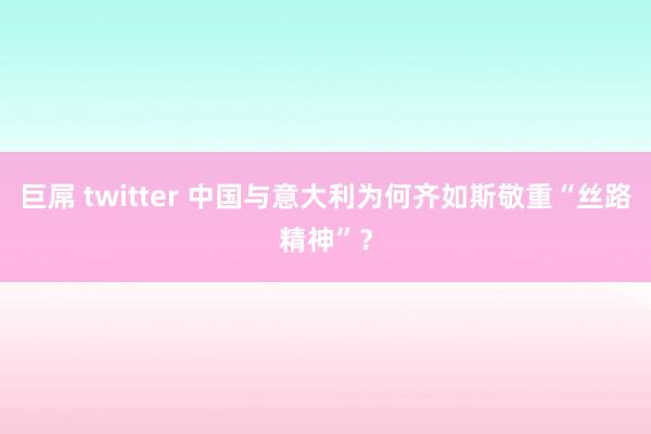 巨屌 twitter 中国与意大利为何齐如斯敬重“丝路精神”？