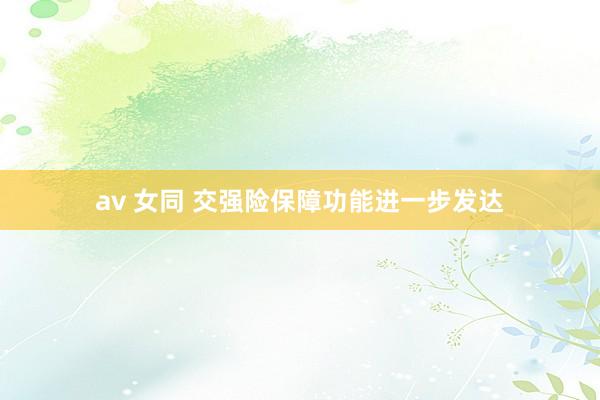 av 女同 交强险保障功能进一步发达