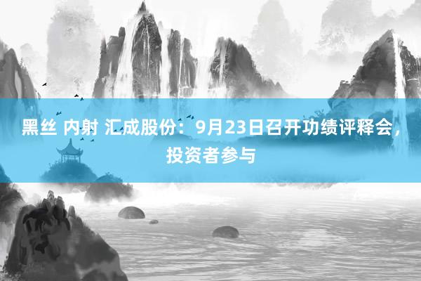 黑丝 内射 汇成股份：9月23日召开功绩评释会，投资者参与