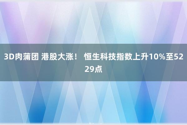 3D肉蒲团 港股大涨！ 恒生科技指数上升10%至5229点