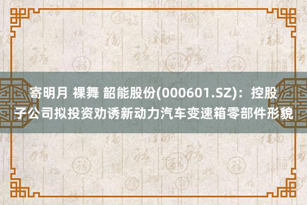 寄明月 裸舞 韶能股份(000601.SZ)：控股子公司拟投资劝诱新动力汽车变速箱零部件形貌