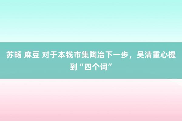 苏畅 麻豆 对于本钱市集陶冶下一步，吴清重心提到“四个词”