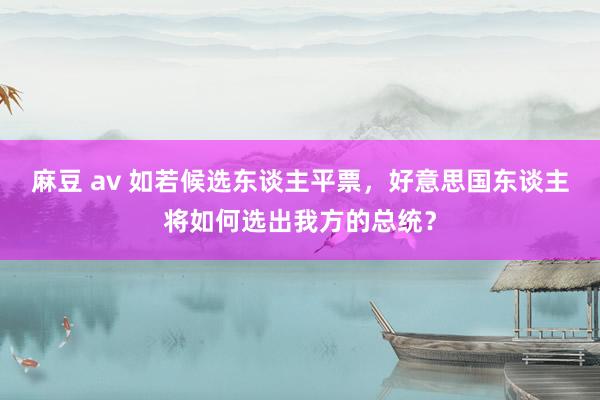 麻豆 av 如若候选东谈主平票，好意思国东谈主将如何选出我方的总统？