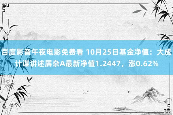 百度影音午夜电影免费看 10月25日基金净值：大成计谋讲述羼杂A最新净值1.2447，涨0.62%