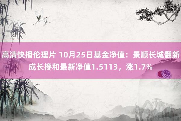 高清快播伦理片 10月25日基金净值：景顺长城翻新成长搀和最新净值1.5113，涨1.7%