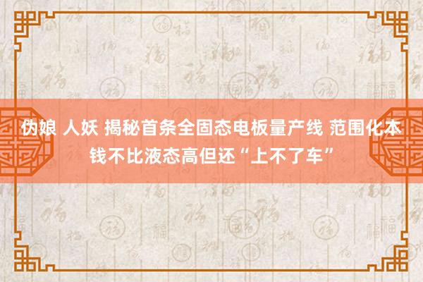 伪娘 人妖 揭秘首条全固态电板量产线 范围化本钱不比液态高但还“上不了车”