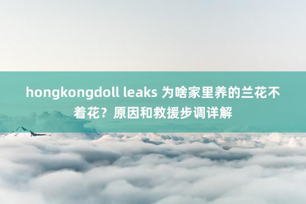 hongkongdoll leaks 为啥家里养的兰花不着花？原因和救援步调详解