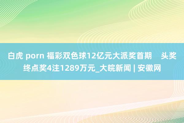 白虎 porn 福彩双色球12亿元大派奖首期    头奖终点奖4注1289万元_大皖新闻 | 安徽网