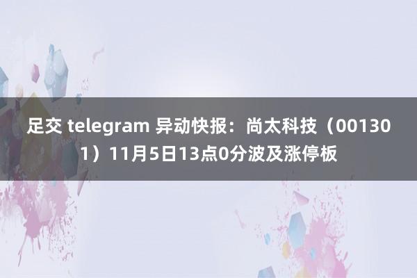 足交 telegram 异动快报：尚太科技（001301）11月5日13点0分波及涨停板