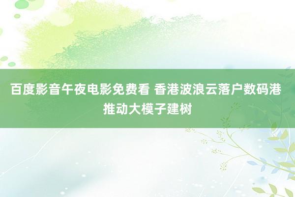 百度影音午夜电影免费看 香港波浪云落户数码港 推动大模子建树