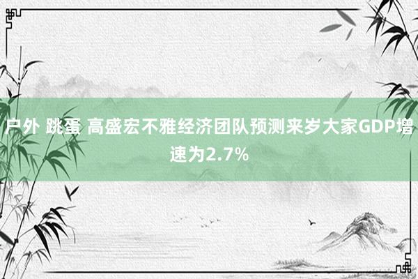 户外 跳蛋 高盛宏不雅经济团队预测来岁大家GDP增速为2.7%