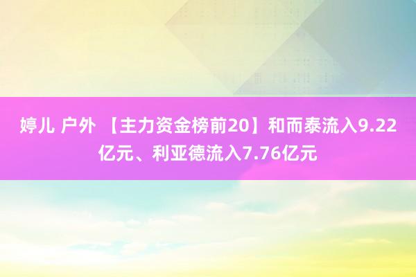 婷儿 户外 【主力资金榜前20】和而泰流入9.22亿元、利亚德流入7.76亿元