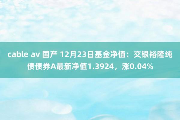 cable av 国产 12月23日基金净值：交银裕隆纯债债券A最新净值1.3924，涨0.04%