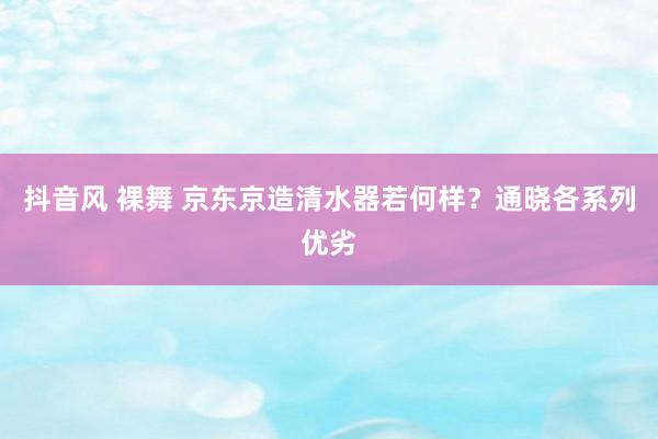 抖音风 裸舞 京东京造清水器若何样？通晓各系列优劣